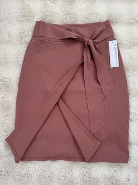 Loveappella Dusty Rose Wrap-Tie Pencil Skirt